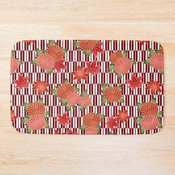Item preview, Japanese Yagasuri Arrow with Chrysanthemum and Autumn Leaves Pattern designed and sold by vekotpu.