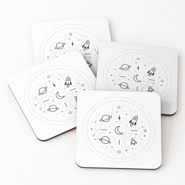 Item preview, Boho Galaxy Moon Planets Rocket Doodle designed and sold by Gallery-yuuna .