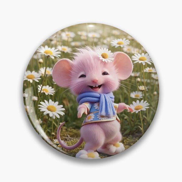 Item preview, Cute Pink Mouse in Daisy Flower Field designed and sold by PuppyBerry.