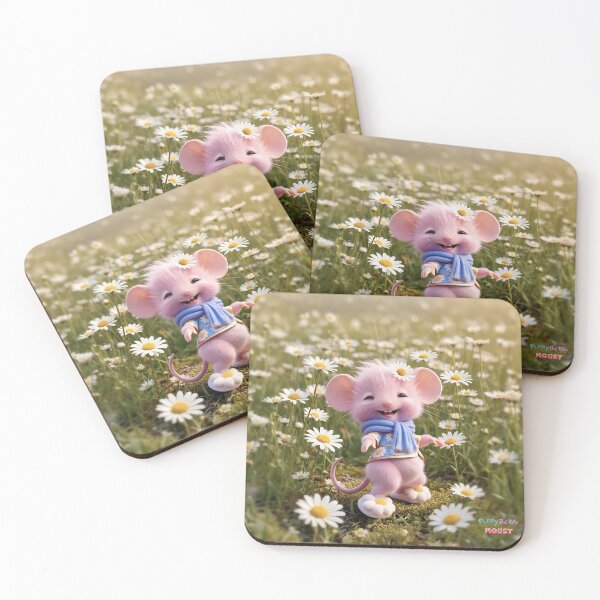 Item preview, Cute Pink Mouse in Daisy Flower Field designed and sold by PuppyBerry.