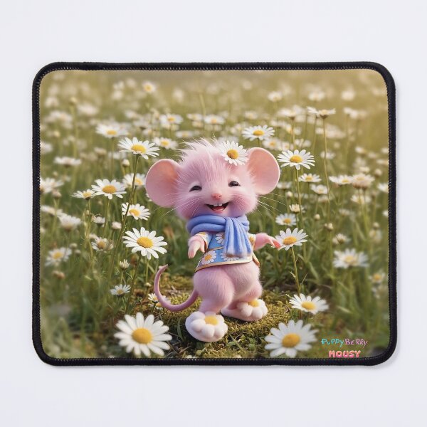 Item preview, Cute Pink Mouse in Daisy Flower Field designed and sold by PuppyBerry.