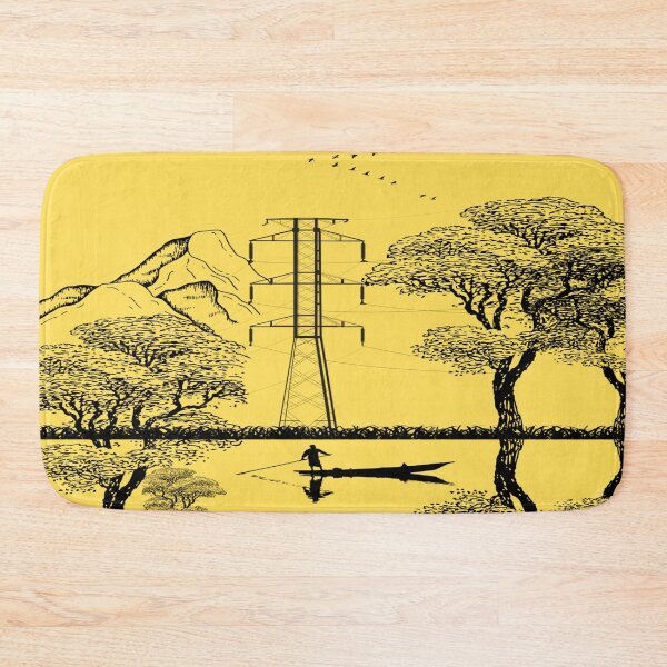 Artikelvorschau, Ruhige Landschaft mit Strommast und Fischersilhouette entworfen und verkauft von hetal66.