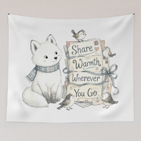 Item preview, Frosty Friend - Cute Smiling Arctic Fox designed and sold by bapupa.