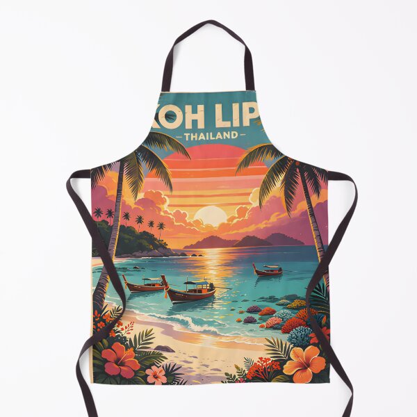 Item preview, Koh Lepe Thailand Retro Sunset Travel Poster – Andaman Sea Coastal Artwork designed and sold by Spirit of Siam.