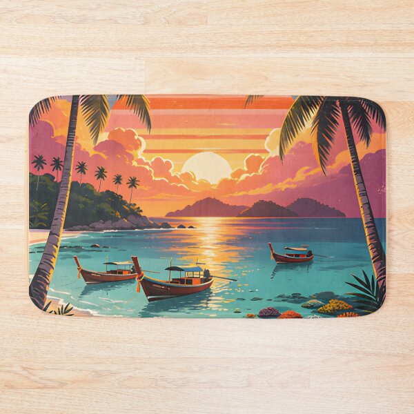 Item preview, Koh Lepe Thailand Retro Sunset Travel Poster – Andaman Sea Coastal Artwork designed and sold by Spirit of Siam.