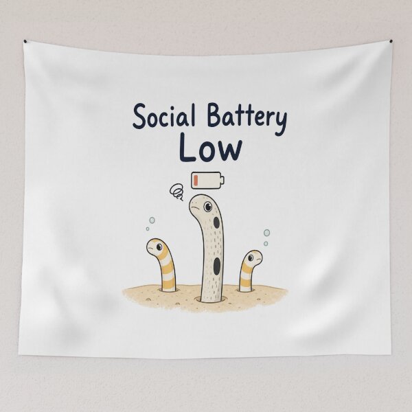 Item preview, Social Battery Low Garden Eel T-Shirt | Cute Introvert Sea Animal | Funny Social Battery Design designed and sold by Little Moments Co..