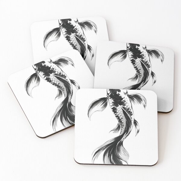 Item preview, Ascending Koi Fish — Japanese Sumi-e Ink Painting designed and sold by Mossbrush.