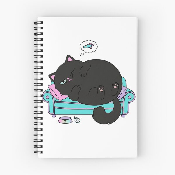 Item preview, Lazy Black Cat Dreaming of Fish designed and sold by PastelParasite.