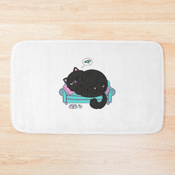Item preview, Lazy Black Cat Dreaming of Fish designed and sold by PastelParasite.