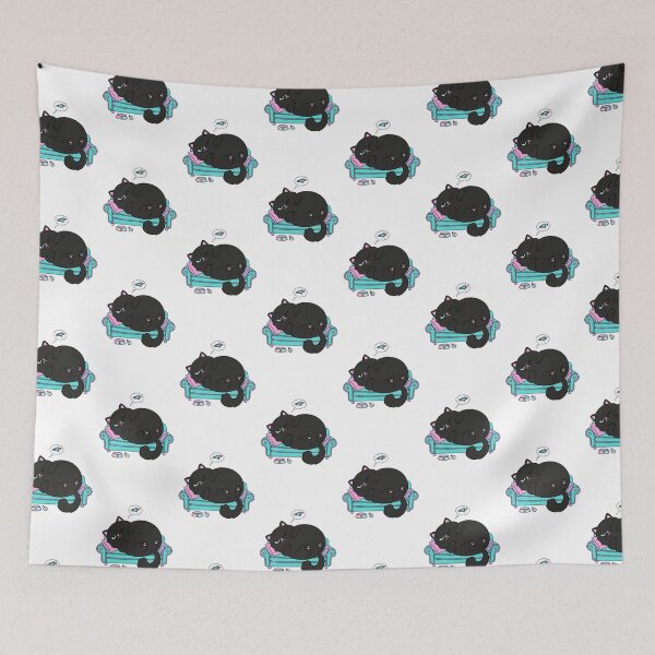 Item preview, Lazy Black Cat Dreaming of Fish designed and sold by PastelParasite.