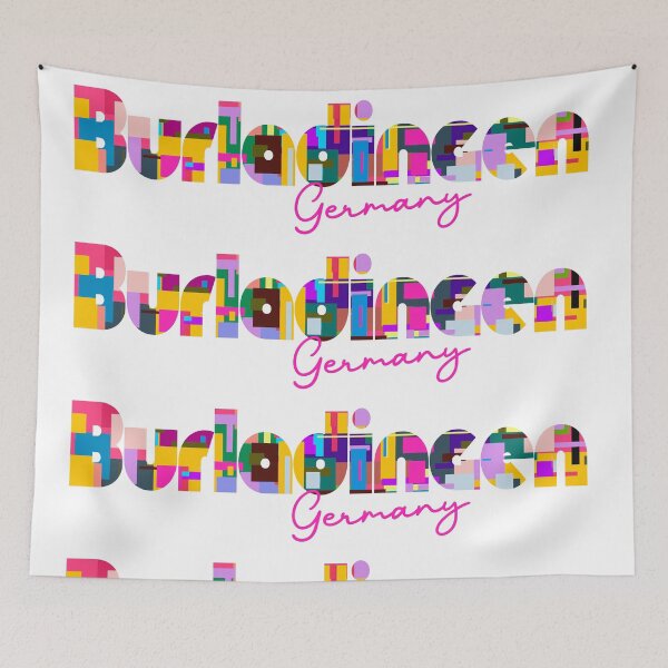 Item preview, Burladingen, Germany, Vibrant Abstract City Typography Art designed and sold by Wanderful-roads.