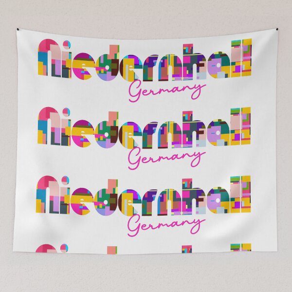 Item preview, Niedernhall, Germany, Vibrant Abstract City Typography Art designed and sold by Wanderful-roads.