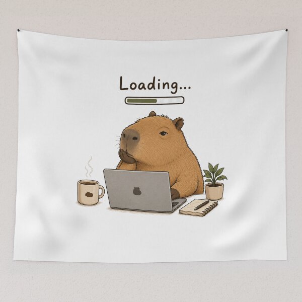 Item preview, Loading... Capybara T-Shirt | Cute Working Capybara | Funny Productivity & Coffee Lover Gift designed and sold by Little Moments Co..