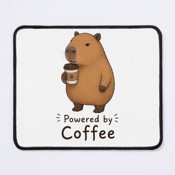 Item preview, Powered by Coffee Capybara T-Shirt | Cute Relaxed Capybara Coffee Lover designed and sold by Little Moments Co..