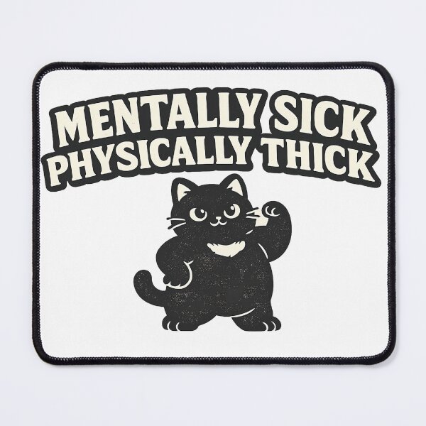 Item preview, Mentally Sick Physically Thick Funny Chubby Cat Meme designed and sold by Moonveil_Studio.