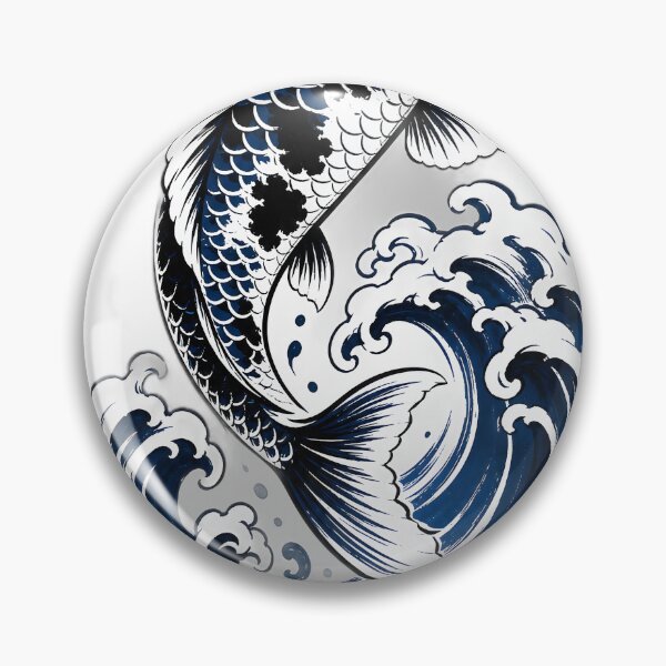 Item preview, Koi & Wave — Japanese Ukiyo-e Woodblock Style designed and sold by Mossbrush.