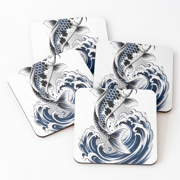 Item preview, Koi & Wave — Japanese Ukiyo-e Woodblock Style designed and sold by Mossbrush.