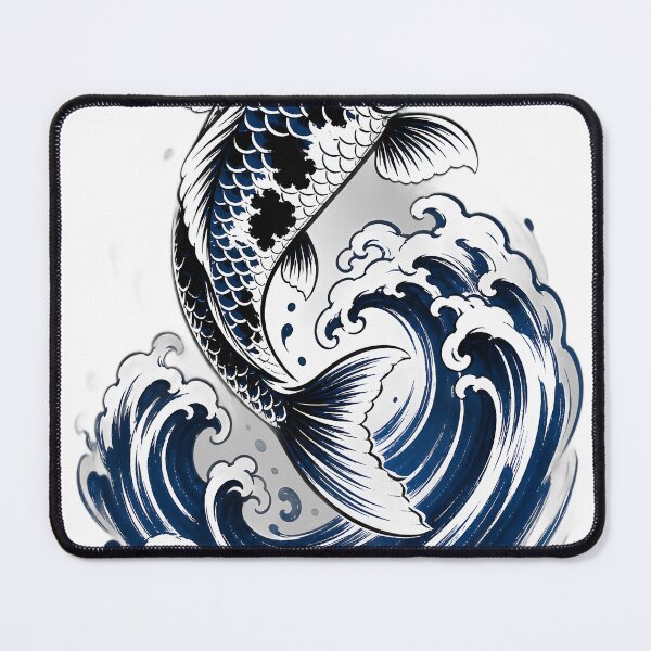 Item preview, Koi & Wave — Japanese Ukiyo-e Woodblock Style designed and sold by Mossbrush.