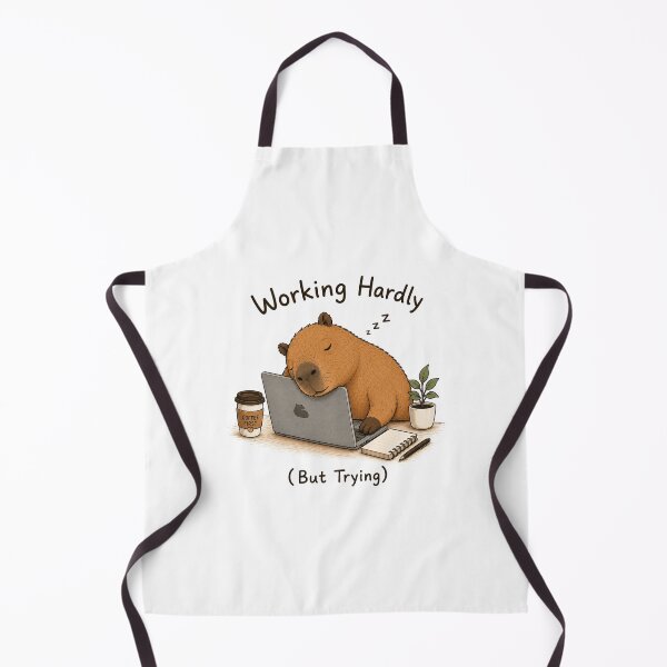 Item preview, Working Hardly (But Trying) Sleepy Capybara with Laptop & Coffee designed and sold by Little Moments Co..