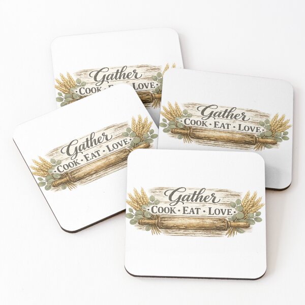 Item preview, Gather Cook Eat Love Rustic Farmhouse Kitchen Sign designed and sold by Danisrin Finds.
