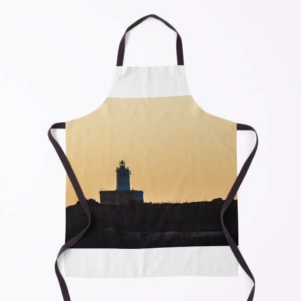 Item preview, Lighthouse Silhouette on Coastal Cliff at Golden Sunset Over Calm Sea Horizon designed and sold by Nmallia.