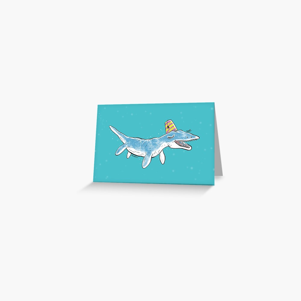 Pliosaur in a party hat Greeting Card