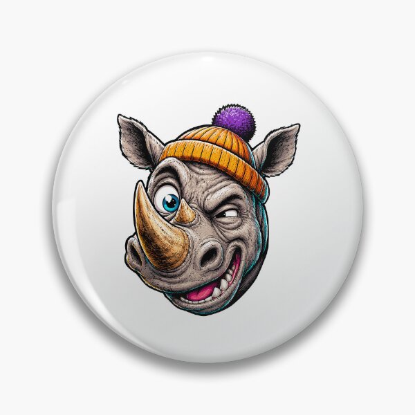Item preview, Funny Rhino Wearing Beanie Cartoon Illustration | Cool Streetwear Animal Design designed and sold by Krincydigitalart.