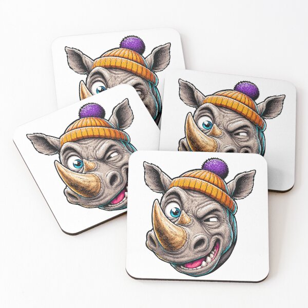 Item preview, Funny Rhino Wearing Beanie Cartoon Illustration | Cool Streetwear Animal Design designed and sold by Krincydigitalart.