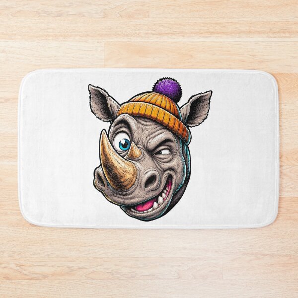 Item preview, Funny Rhino Wearing Beanie Cartoon Illustration | Cool Streetwear Animal Design designed and sold by Krincydigitalart.