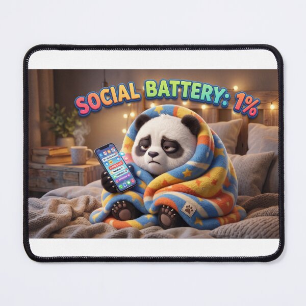 Item preview, Social Battery: 1% | Introvert Panda Meme designed and sold by Brain Cell studios.