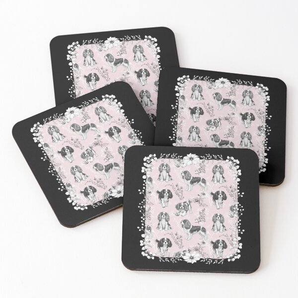 Item preview, Cavalier King Charles Vintage Pink Toile de Jouy designed and sold by AntiqueImages.