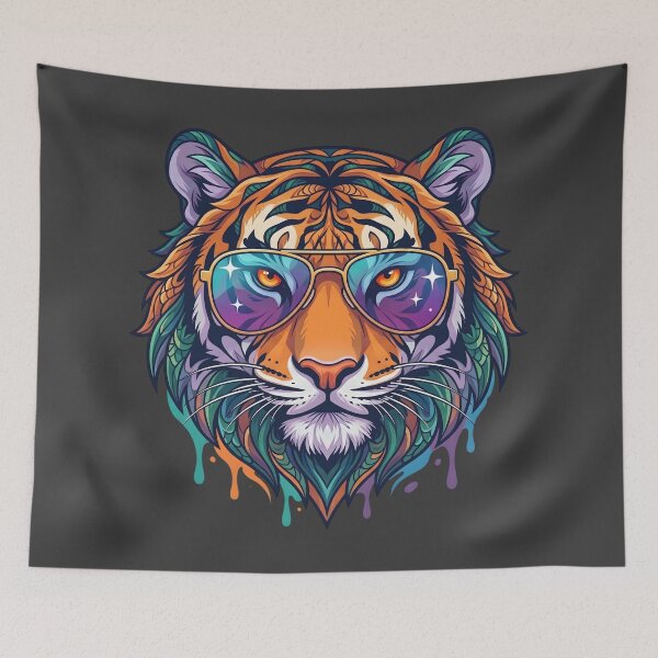 Item preview, Cool Tiger Wearing Retro Sunglasses Pop Art Portrait designed and sold by artscripts.