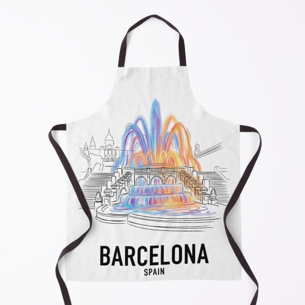Item preview, Barcelona, Spain — Neon Fountain Black Skyline Art designed and sold by Ar0undTheW0rld.