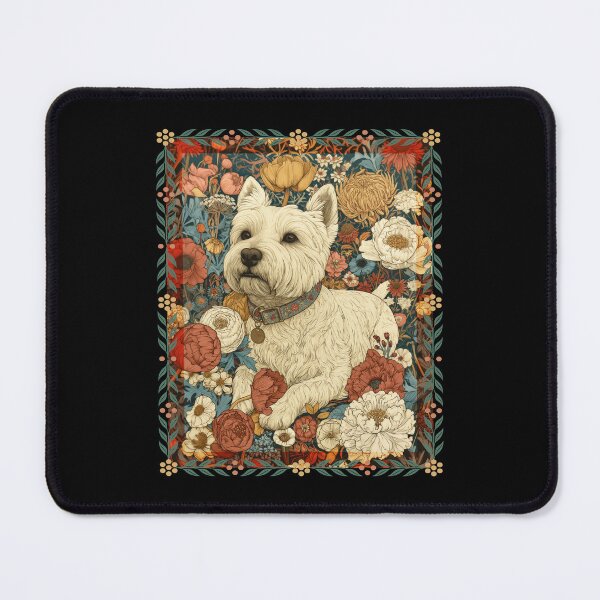 Item preview, Vintage Westie Dog Morris Style Botanicall designed and sold by AntiqueImages.