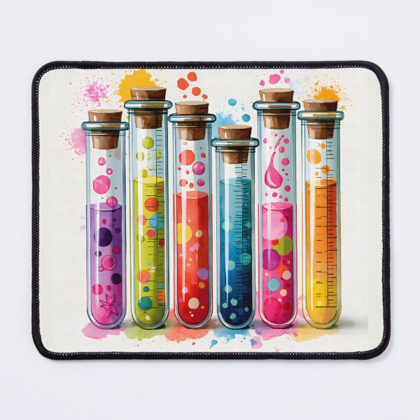 Item preview, Watercolor Science-Chemistry 5 Test Tubes Chemical Reaction Illustration designed and sold by GrinGalore.