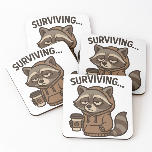 Item preview, Surviving... Tired Raccoon | Funny Burnout Mood Design designed and sold by AVINN-SENPAI.