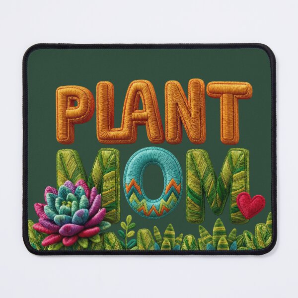 Item preview, Plant Mom Floral Embroidered Typography designed and sold by MegaNovaArt.
