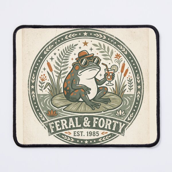 Item preview, Feral & Forty Est. 1985 Vintage Frog Birthday Shirt | Retro Grumpy Frog Cocktail Graphic designed and sold by DmaarGroup.