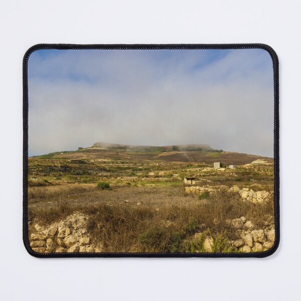 Item preview, Rural Landscape With Stone Walls and Rolling Hill Under Morning Fog and Blue Sky designed and sold by Nmallia.