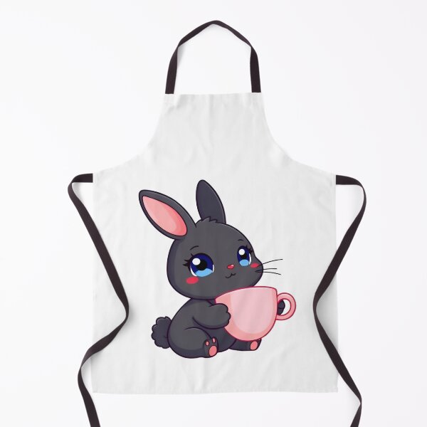 Item preview, Cute kawaii black bunny with a pink cup 05 designed and sold by ChameleonStars.