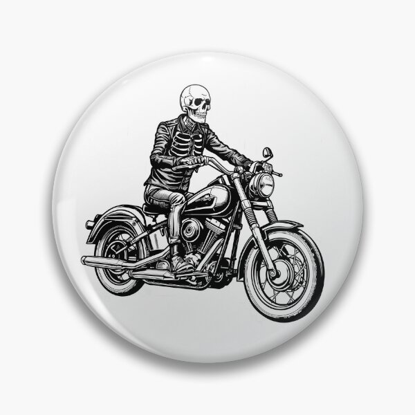Item preview, Skeleton biker on vintage motorcycle designed and sold by TheDoodleDose.