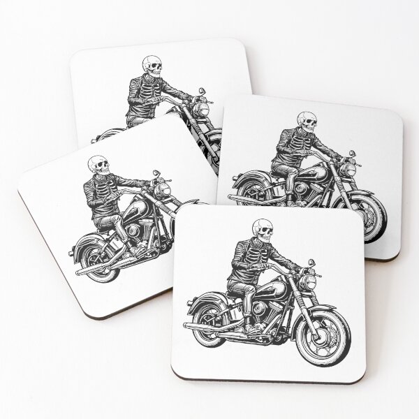 Item preview, Skeleton biker on vintage motorcycle designed and sold by TheDoodleDose.