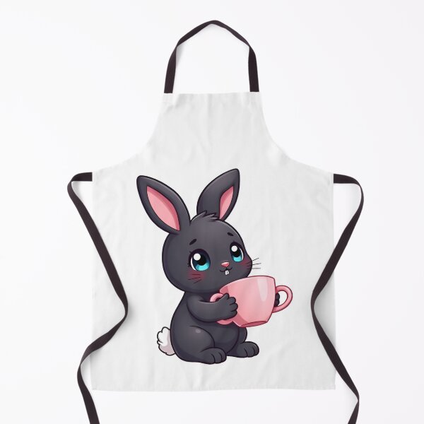 Item preview, Cute kawaii black bunny with a pink cup 06 designed and sold by ChameleonStars.