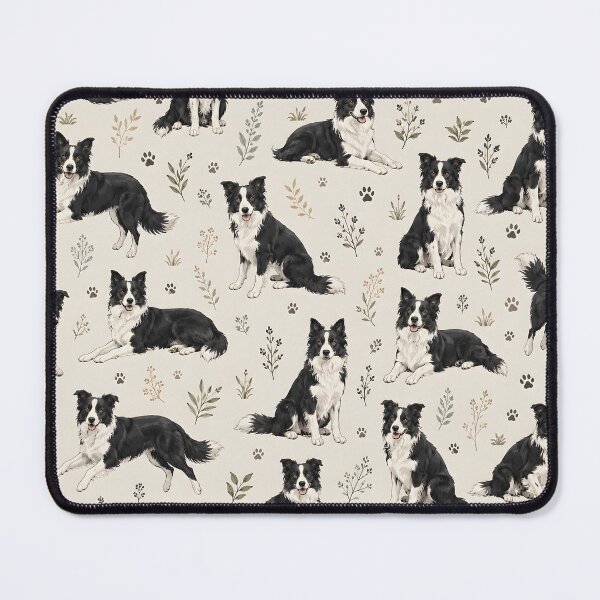 Item preview, Border Collie Watercolor Floral Seamless Pattern designed and sold by blankTeeShirt.