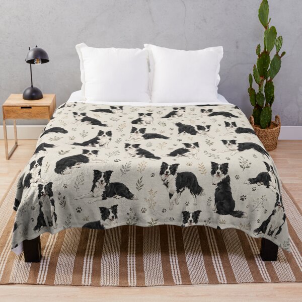 Item preview, Border Collie Watercolor Floral Seamless Pattern designed and sold by blankTeeShirt.