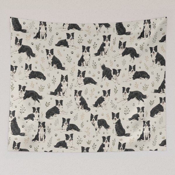 Item preview, Border Collie Watercolor Floral Seamless Pattern designed and sold by blankTeeShirt.