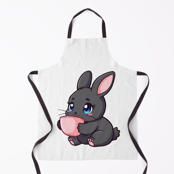 Item preview, Cute kawaii black bunny with a pink cup 07 designed and sold by ChameleonStars.