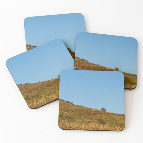 Item preview, Rural Landscape With Stone Walls and Rolling Hill Under Morning Fog and Blue Sky designed and sold by Nmallia.