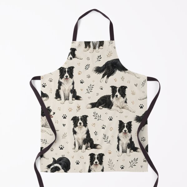 Item preview, Border Collie Watercolor Seamless Pattern with Paw Prints & Botanical Elements designed and sold by blankTeeShirt.