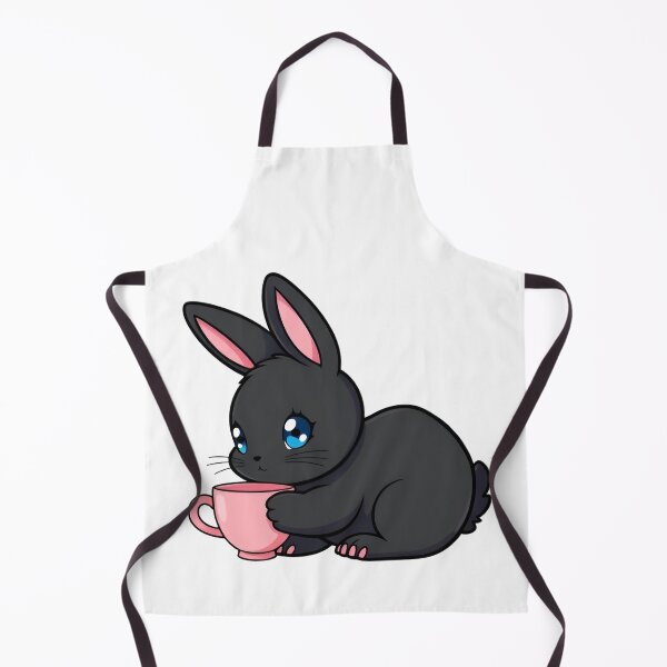 Item preview, Cute kawaii black bunny with a pink cup 10 designed and sold by ChameleonStars.